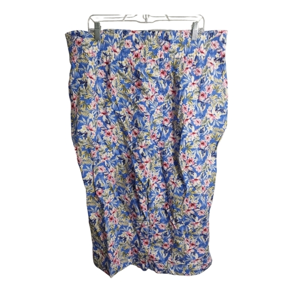 Land 'N Sea Washable Linen Floral Pull On Wide Leg Cropped Coastal Beach Pant XL - Picture 4 of 7